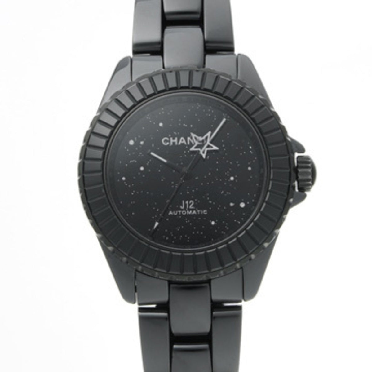 Gebrauchte Chanel J12 38MM Interstellar H7989 Schwarz/Diamant Herrenuhr Automatik 