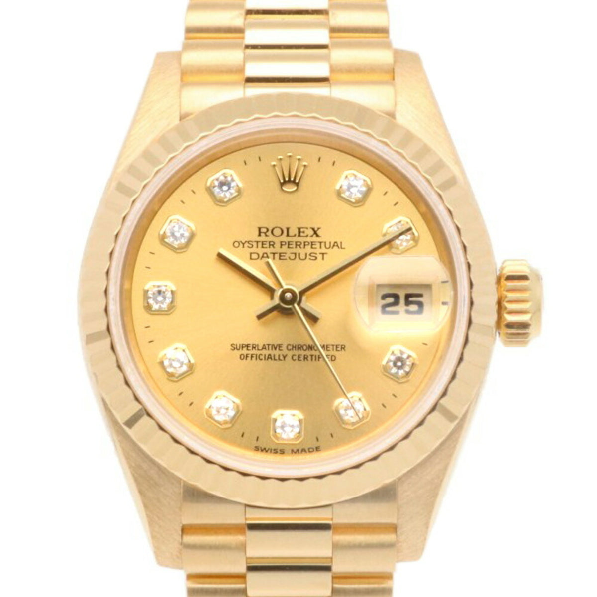Gebrauchte Rolex Datejust Oyster Perpetual Uhr 18K 69178G Automatik Damen ROLEX U-Serie 1997 Modell 10P Diamant überholt 