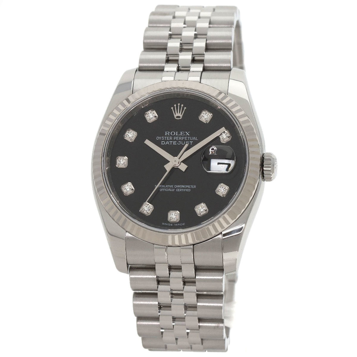 Gebrauchte Rolex 116234G Datejust 10P Diamantuhr Edelstahl SS K18WG Herren ROLEX 
