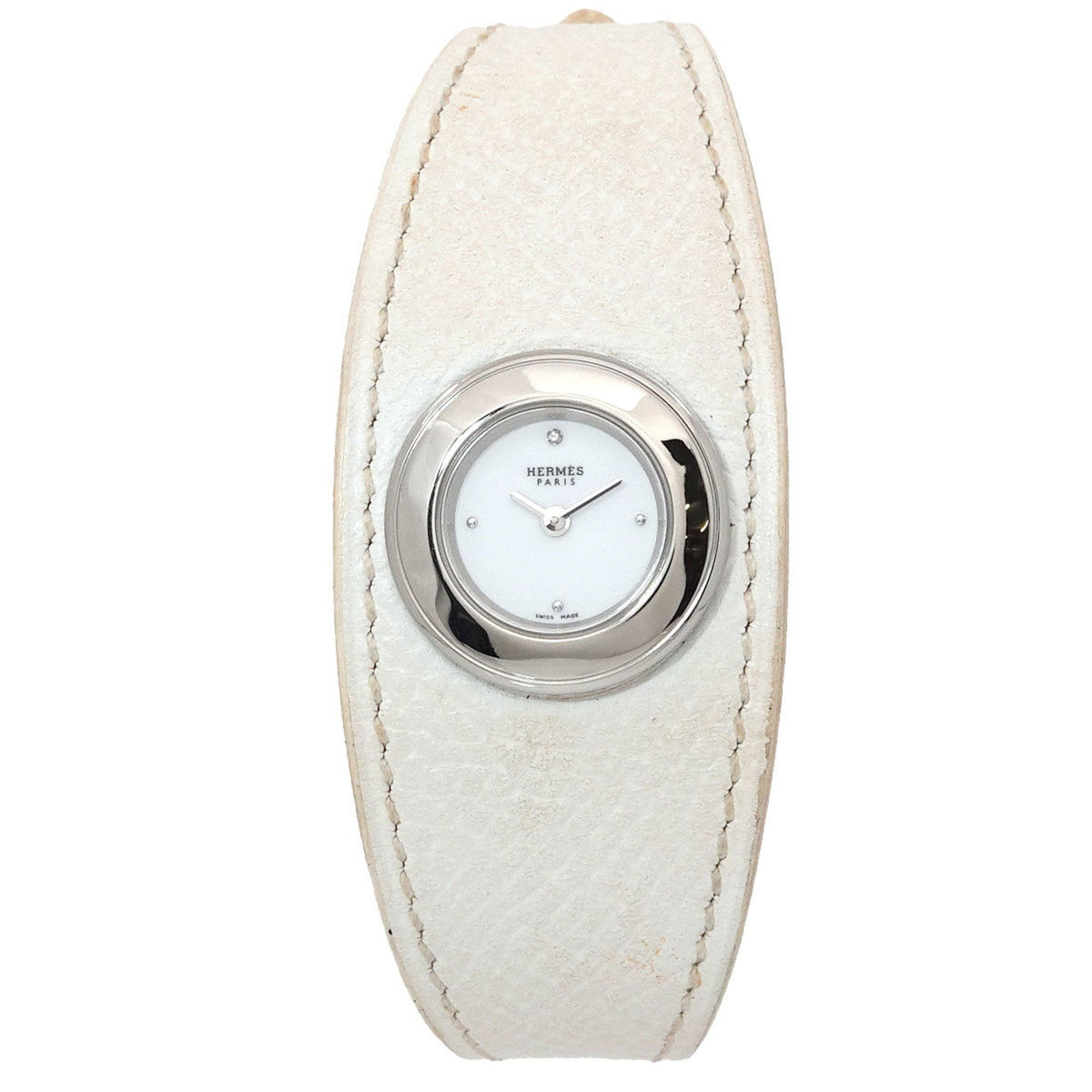 Gebrauchte Hermes HERMES Faubourg Manchette FG2 110 1P Diamant Damenuhr Weiß Quarz 