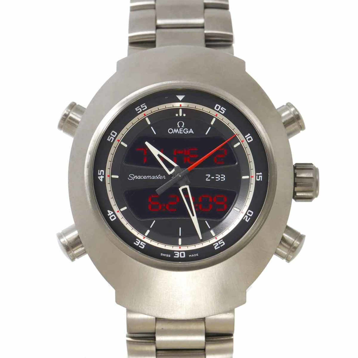 Pre-Owned Omega Speedmaster Spacemaster Z-33 325 90 43 79 01 001 Digital-Analog Men's Watch, Black Quartz