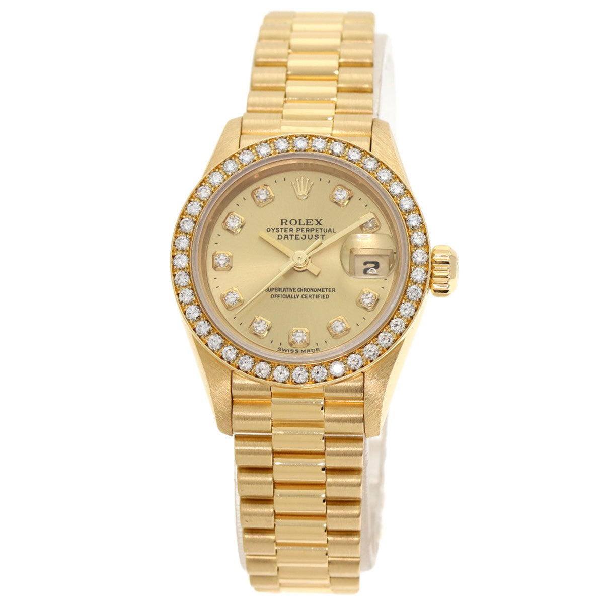 Pre-Owned Rolex 69138G Datejust 10P Diamond Watch K18 Yellow Gold K18YG Ladies ROLEX