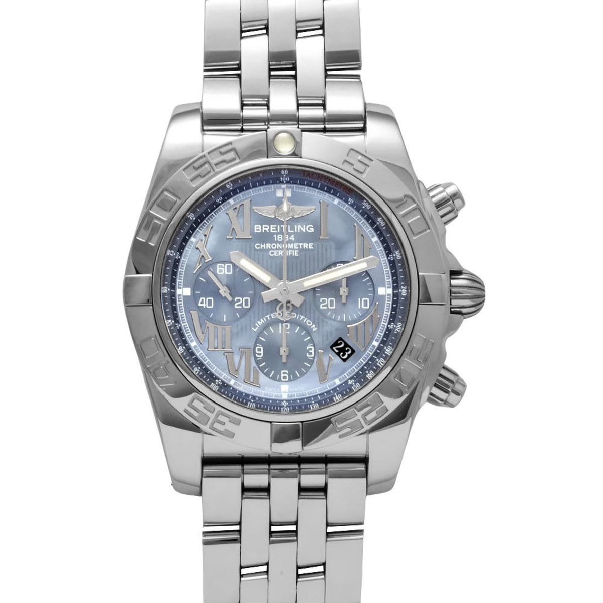 Gebrauchte BREITLING A011BMPPA Chronomat 44 Automatikuhr Blaues Muschelzifferblatt Japan Limitiert auf 400 Stück Herren 