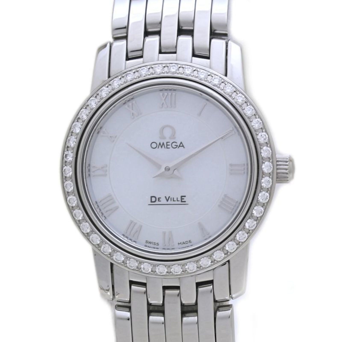 Pre-Owned OMEGA De Ville Prestige Diamond Bezel 4575.71.00 Women's Stainless Steel Watch 40161