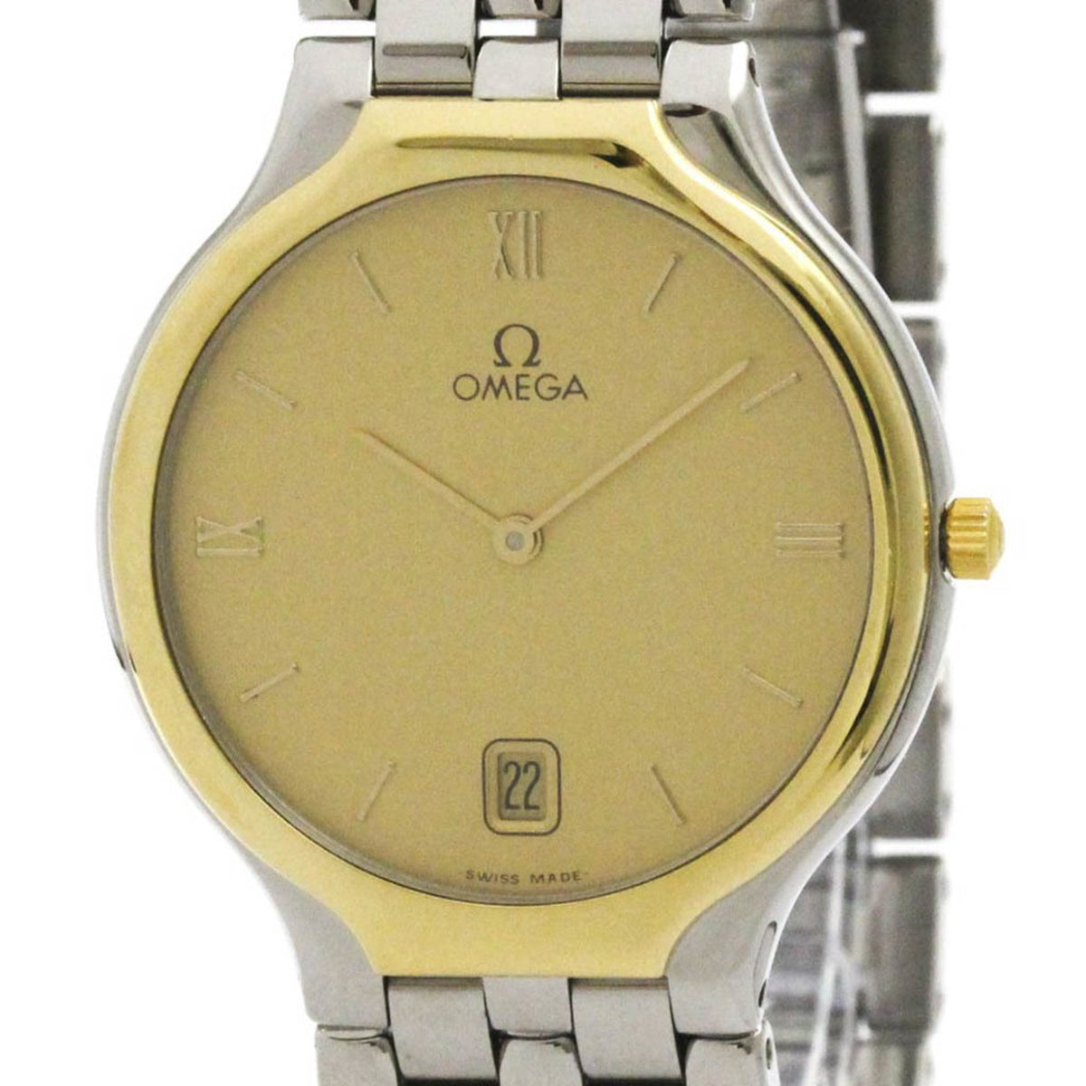 Gebrauchte OMEGA De Ville K18 Gold Stahl Quarz Herrenuhr 196.0316 poliert 