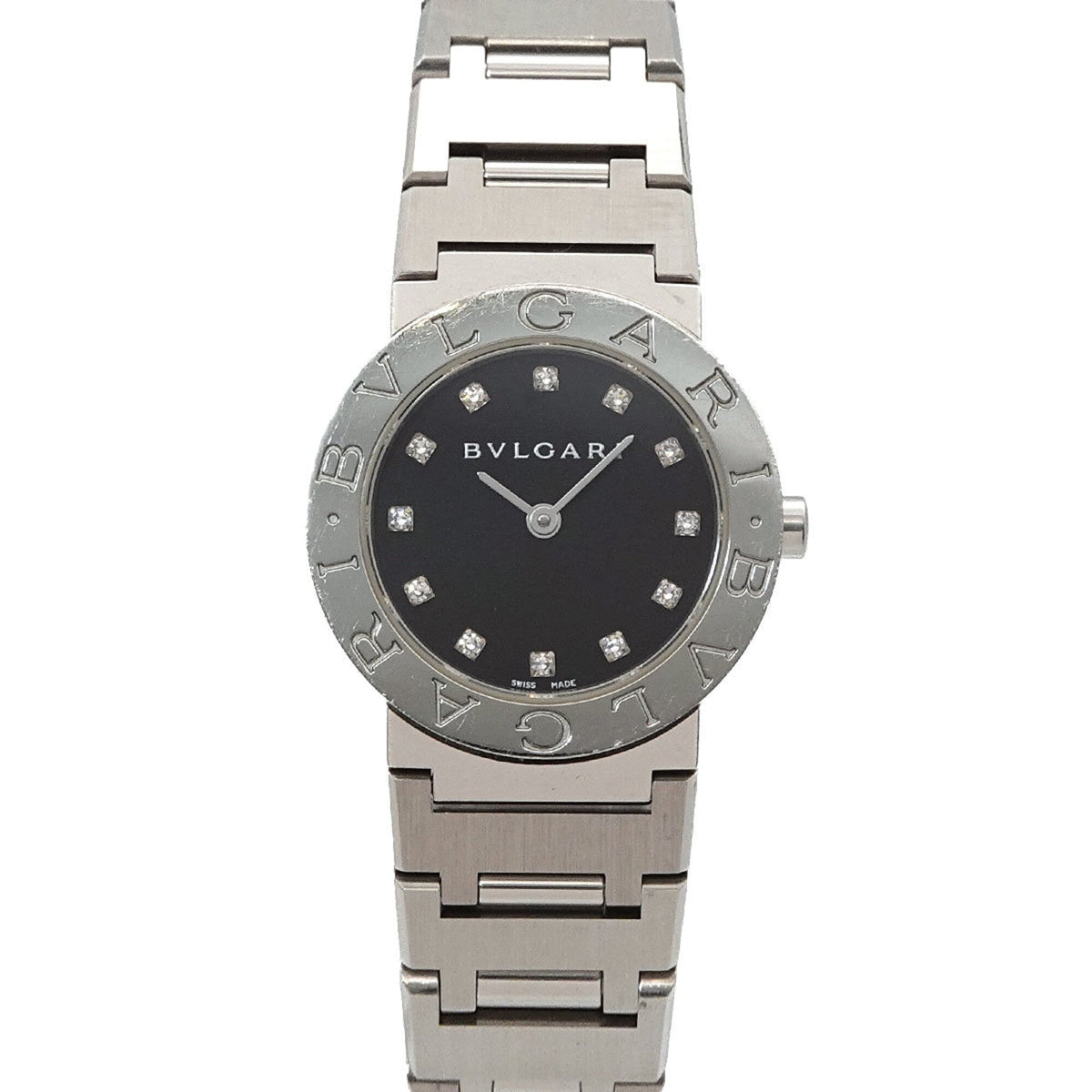 Pre-Owned BVLGARI BB26SS Women's Watch 12P Diamond Black Quartz