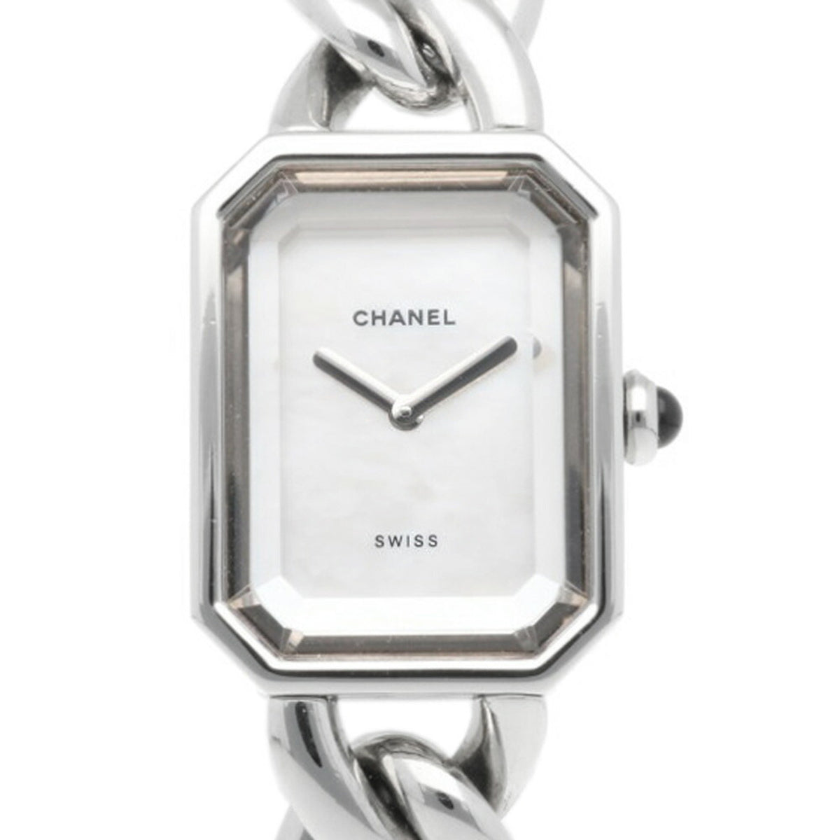 Gebrauchte Chanel Premiere M Uhr, Edelstahl Quarz, Damen, CHANEL Kettenarmband, weiße Muschel 