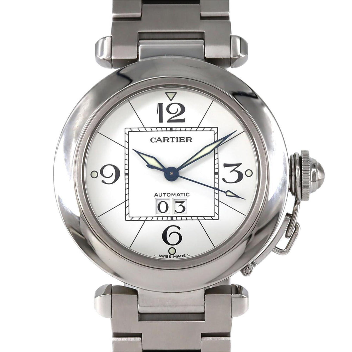 Pre-Owned Cartier Pasha C Grande Date W31055M7 Stainless Steel Automatic Watch
