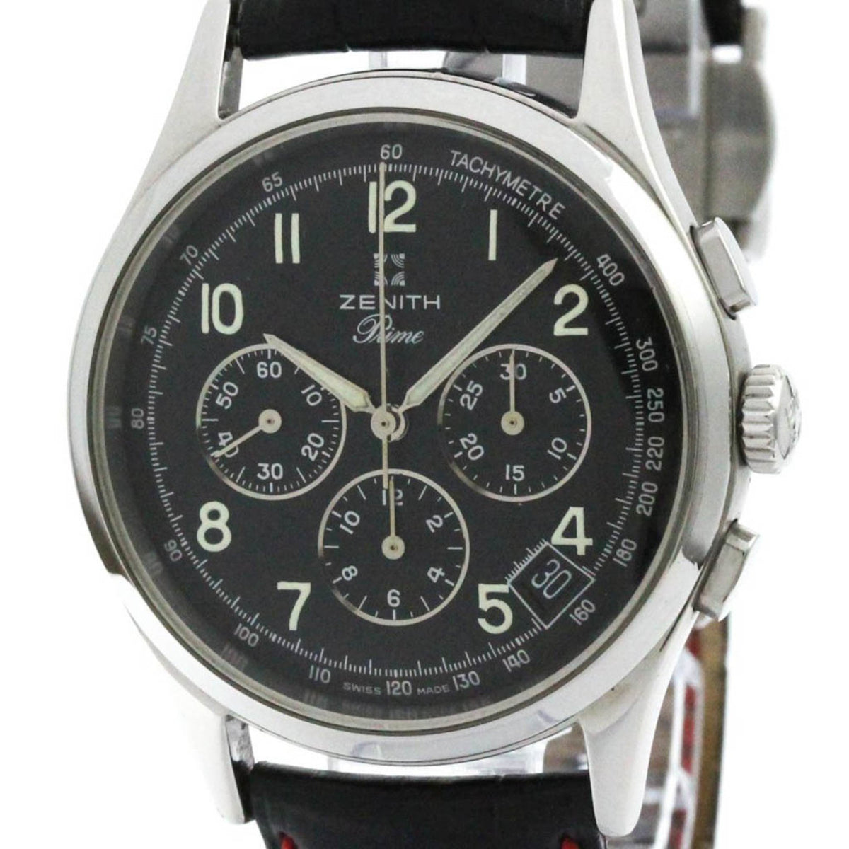 Gebrauchte polierte ZENITH Prime Chronograph Stahl Handaufzug Uhr 01.0010.420 BF578332 