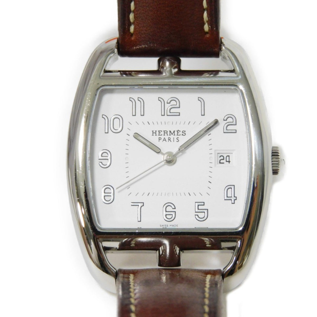 Gebrauchte Hermes HERMES Armbanduhr Cape Cod Date SS Leder Quarz CT1.710 Herren Damen 