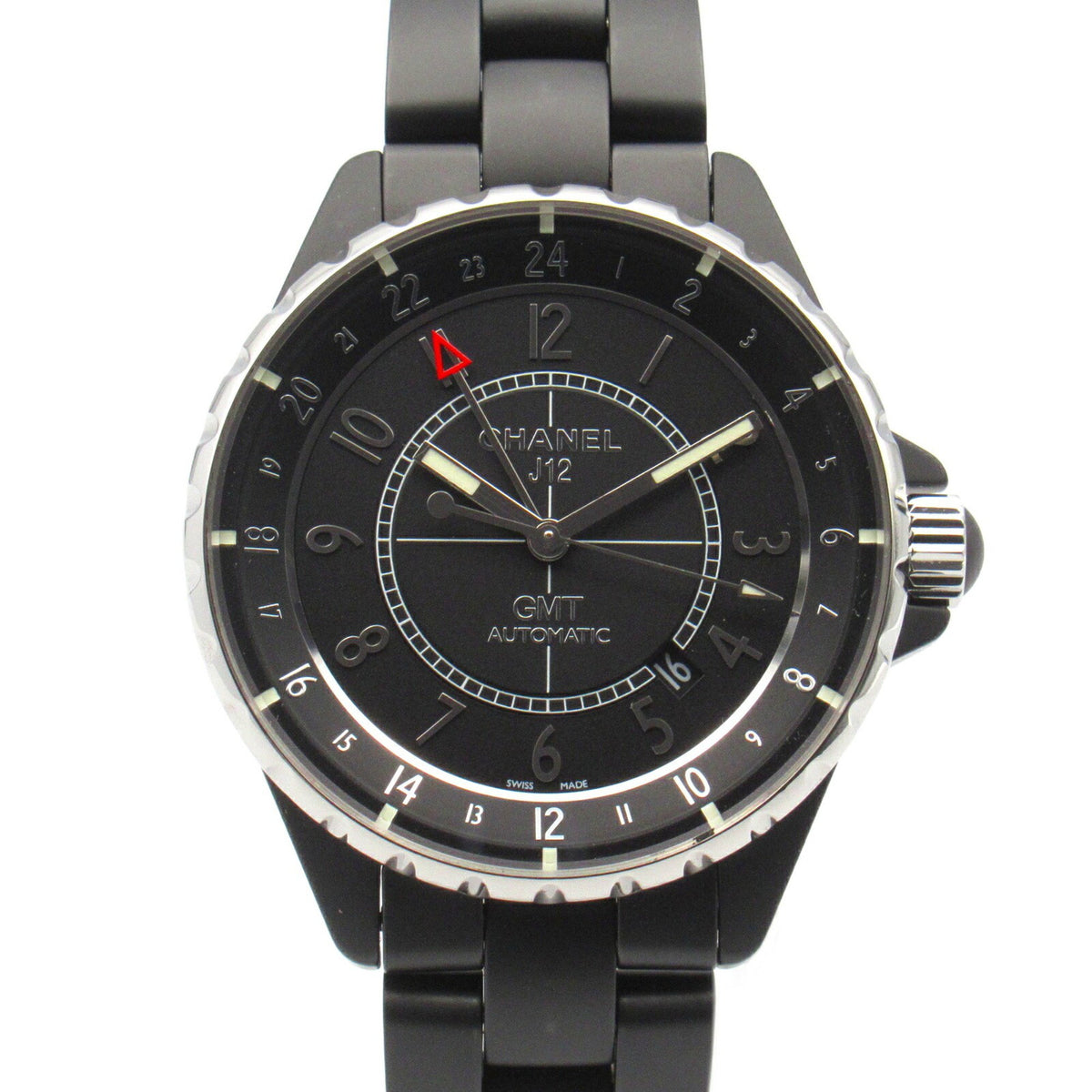 Gebrauchte CHANEL J12 GMT Armbanduhr, Keramik, Herren, Schwarz, H3101 