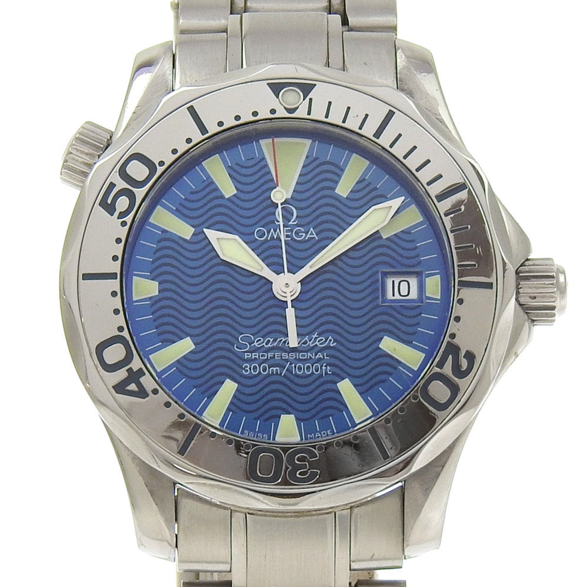 Gebrauchte OMEGA Seamaster Uhr Professional 300 2263.8 Edelstahl Quarz Analoganzeige Blaues Zifferblatt Jungen 