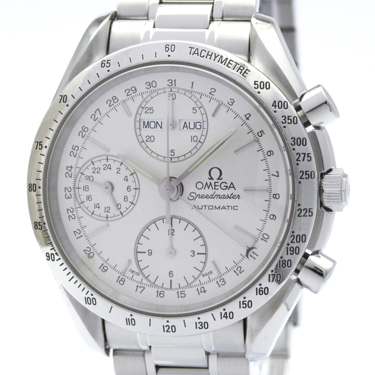 Pre-Owned OMEGA Speedmaster Triple Date Steel Automatic Watch 3521.30 Polished