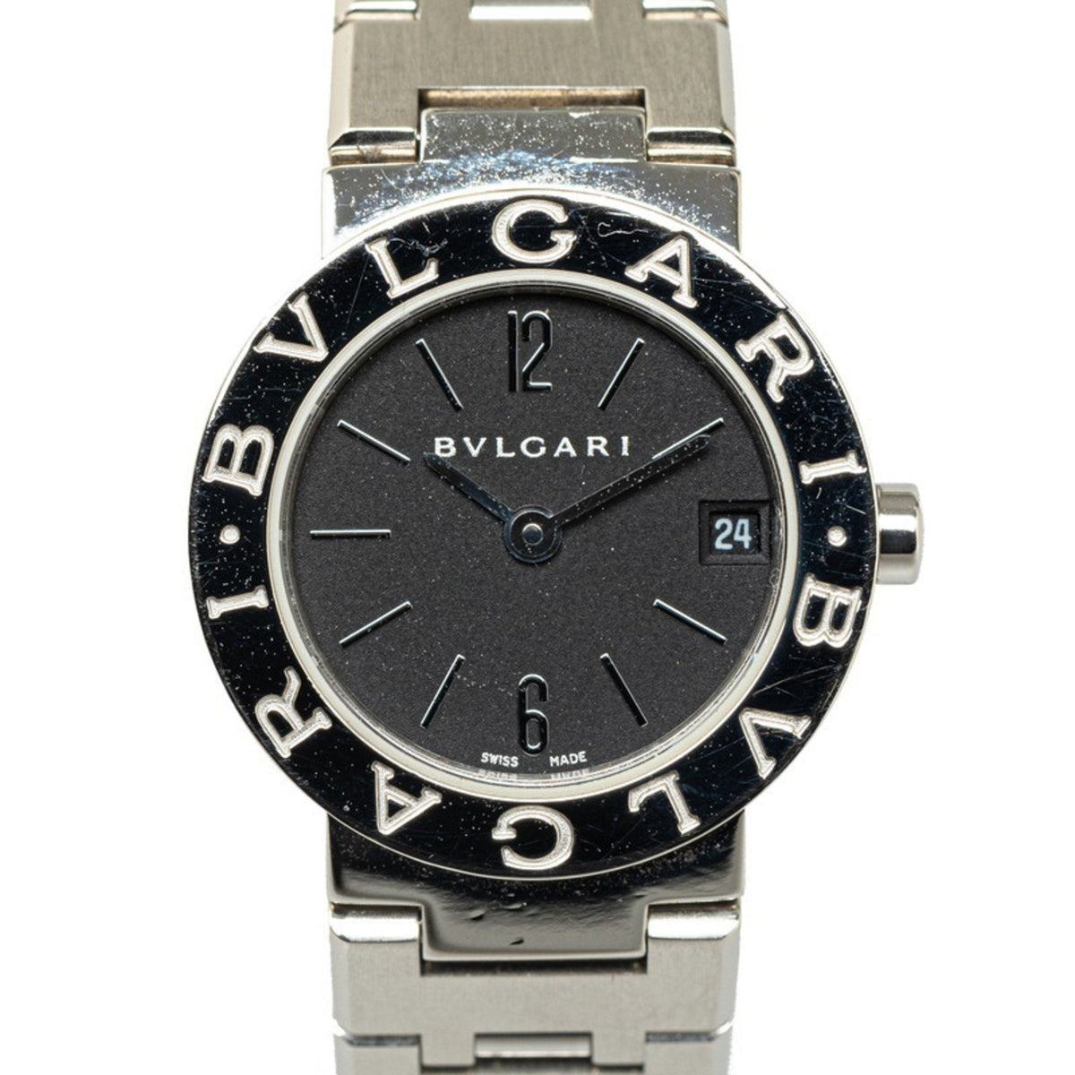 Gebrauchte BVLGARI Uhr BB23SS Quarz Schwarzes Zifferblatt Edelstahl Damen 