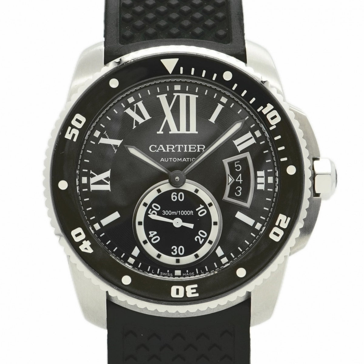 Pre-Owned Cartier Calibre de Diver W7100056 Black Dial Men's Watch