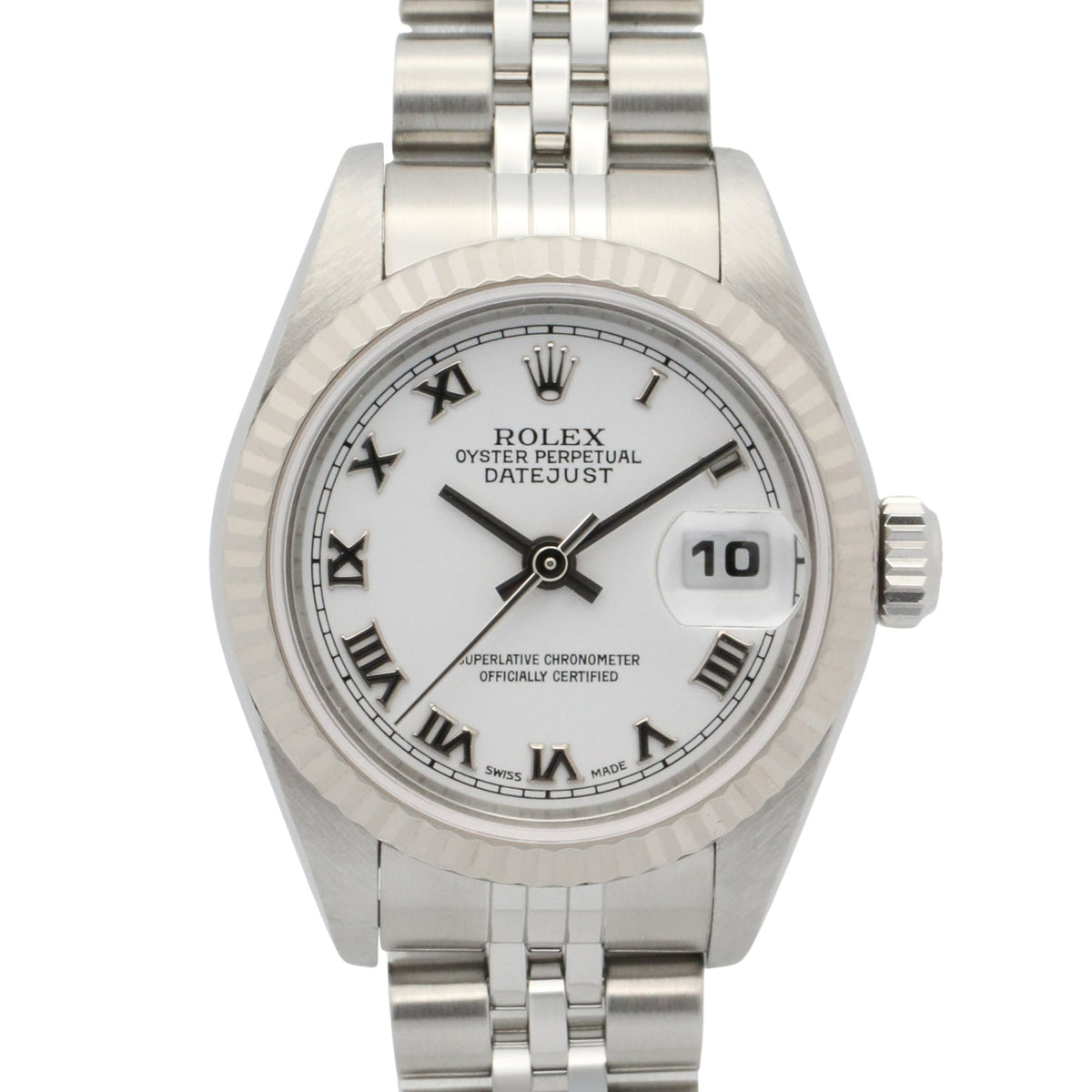 Pre-Owned Rolex Datejust F-serial watch, 18K white gold (WG) stainless steel, ladies', dial, Roman numerals, 79174