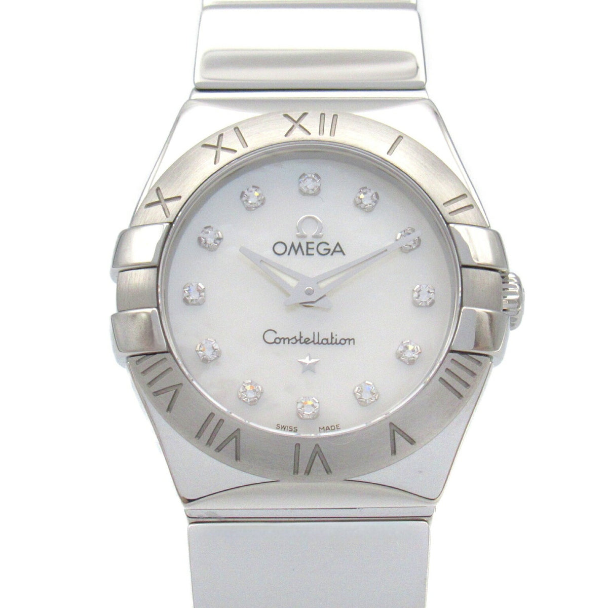 Gebrauchte OMEGA Constellation 12P Diamantuhr Edelstahl Damen Weißes Gehäuse 123.10.24.60.55.002 