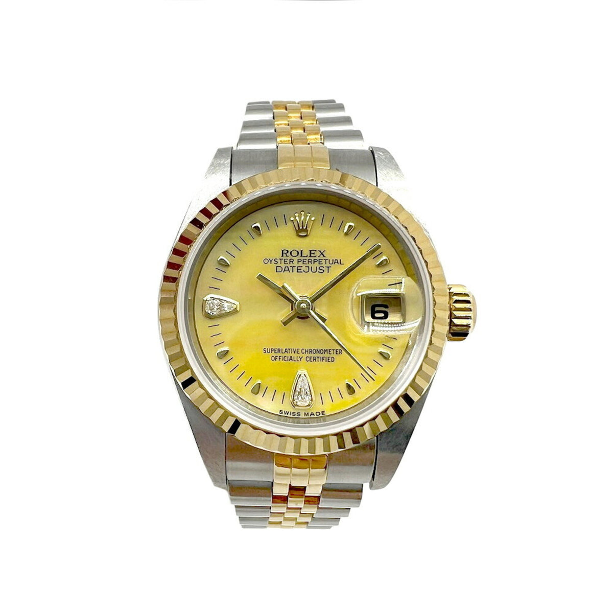 Pre-Owned ROLEX Rolex Datejust Shell Dial K18 Stainless Steel Automatic Watch 79173 Women's Diamond Yellow with Two Diamonds
