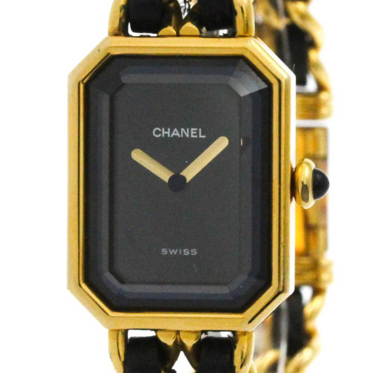 Gebrauchte CHANEL Premiere Größe M vergoldete Quarz-Damenuhr H0001 