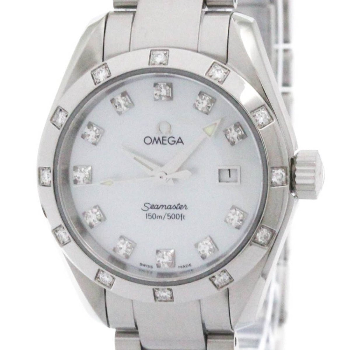 Pre-Owned OMEGA Seamaster Aqua Terra Diamond MOP Dial Watch 2575.75 Polished