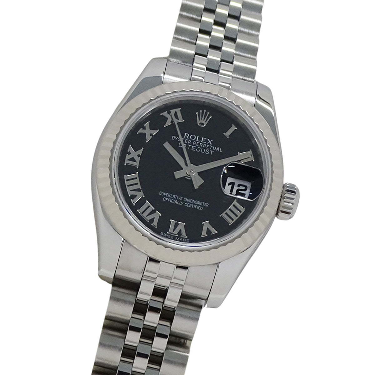 Pre-Owned Rolex ROLEX Datejust 179174 Random Number Wristwatch Ladies Brand Automatic AT Stainless Steel SS White Gold WG Silver Black Roman Polished