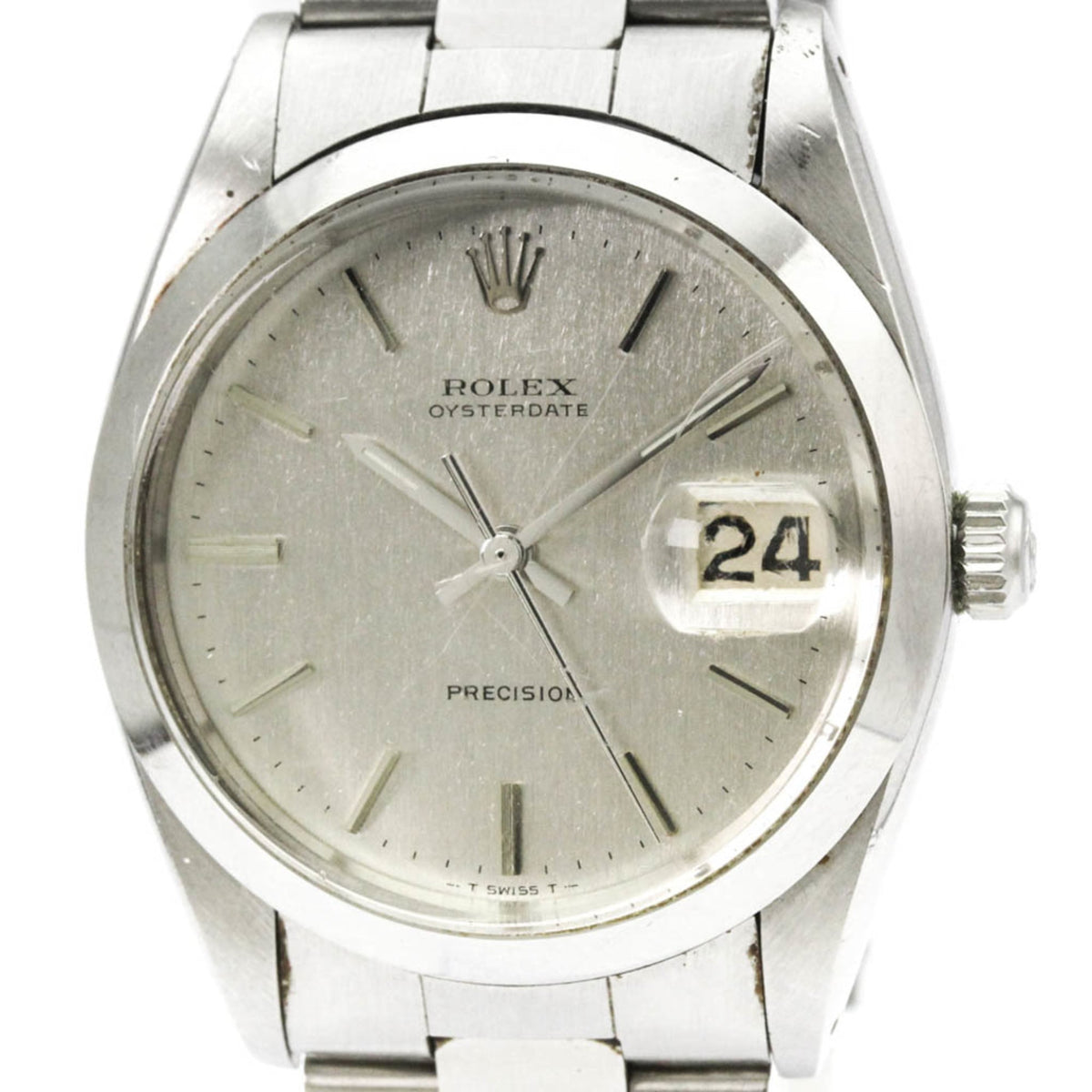 Pre-Owned ROLEX Oyster Date Precision 6694 Steel Hand Winding Mens Watch Vintage