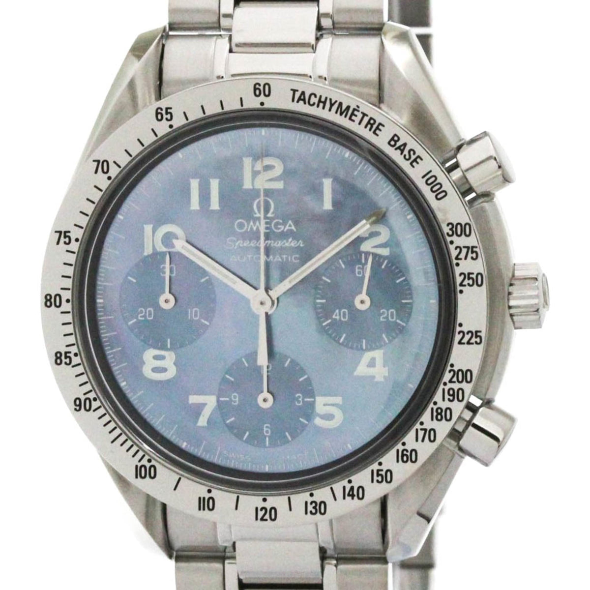 Pre-Owned OMEGA Speedmaster Automatic Blue MOP Steel Mens Watch 3502.73