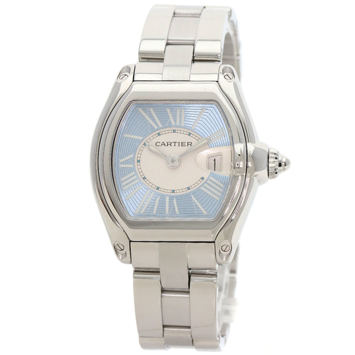 Pre-Owned Cartier W62053V3 Roadster Blue Watch, Limited Edition of 2,500 pieces worldwide, Stainless Steel SSxK18YG, Women's