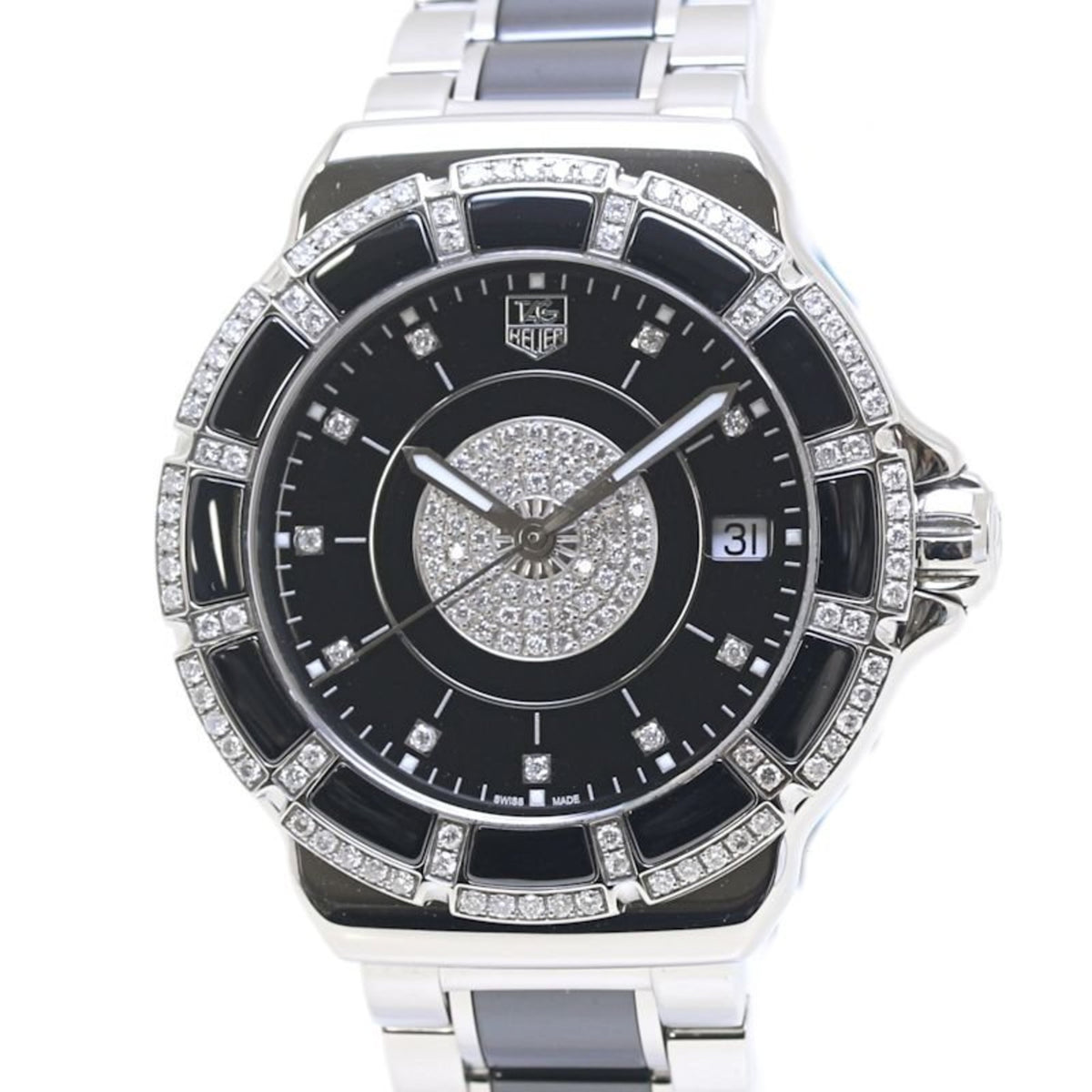 Pre-Owned TAG HEUER Formula 1 Diamond Watch WAH1219.BA0859 Black Ceramic and Stainless Steel Women's 40034
