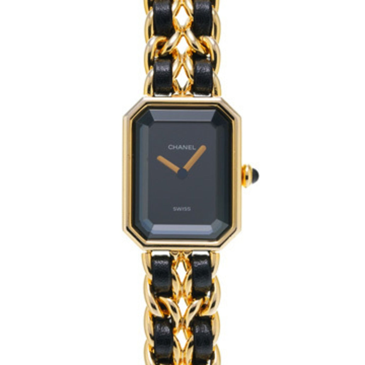 Gebrauchte Chanel Premiere L Größe H0001 Schwarze Damenuhr Quarz 