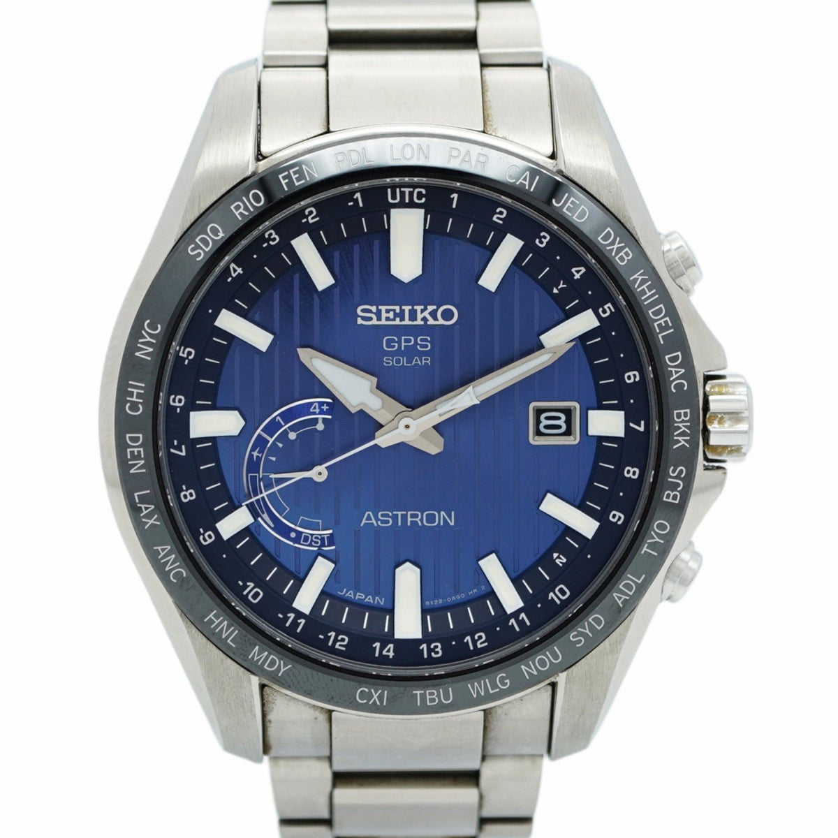 Pre-Owned Seiko Astron 8X22-0AL0 Blue Dial Men's Watch