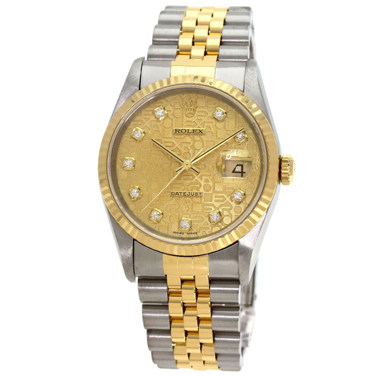 Pre-Owned Rolex 16233G Datejust 10P Diamond Watch Stainless Steel/SSx18KYG/18KYG Men's ROLEX