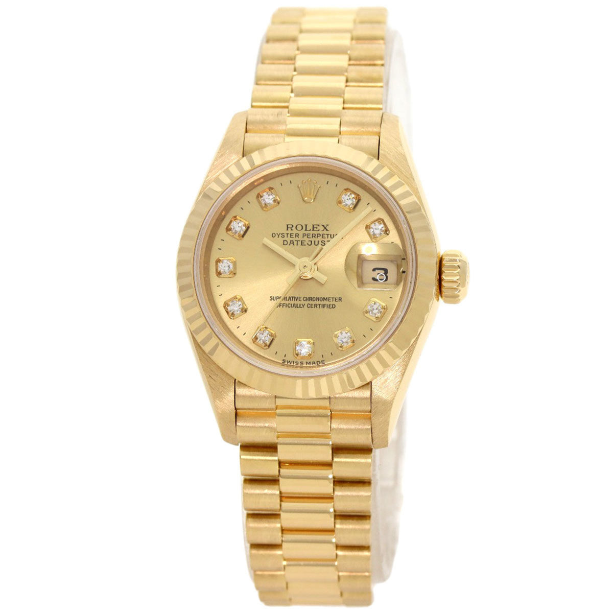 Gebrauchte Rolex 79178G Datejust 10P Diamantuhr K18 Gelbgold K18YG Damen 