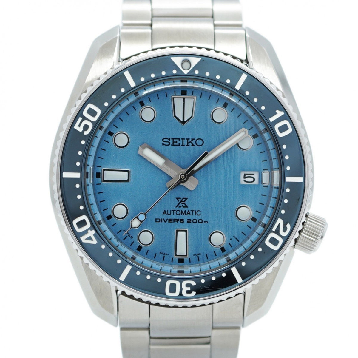 Gebrauchte Seiko Prospex 6R35-01E0 Herrenuhr mit blauem Zifferblatt 