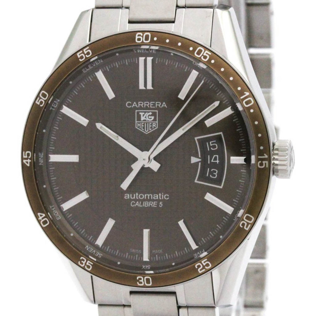 Pre-Owned TAG HEUER Carrera Calibre Steel Automatic Mens Watch WV211N Polished