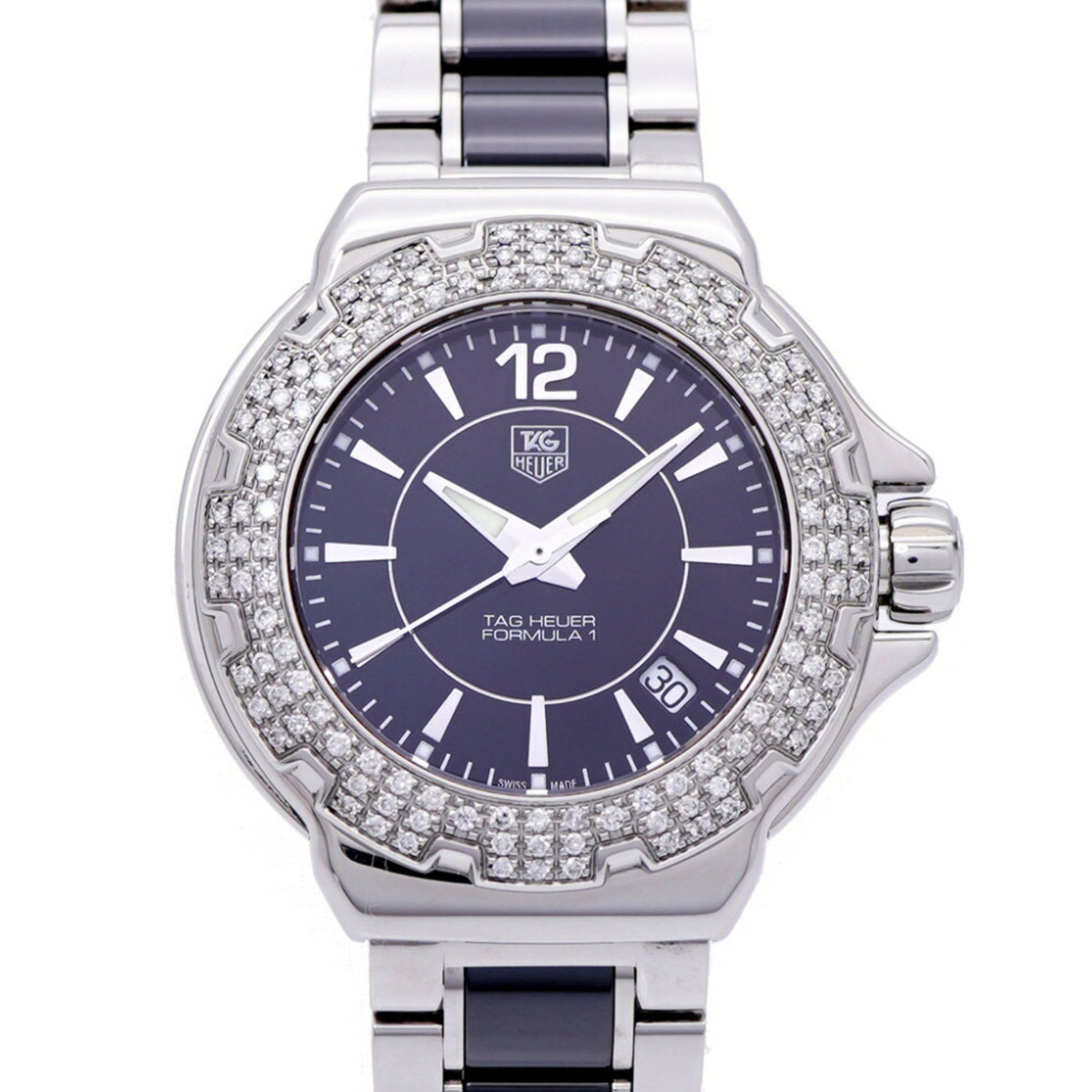 Gebrauchte TAG Heuer Formula 1 Diamant-Lünette WAH1214.BA0859 Quarzuhr SS/Keramik/Diamant Schwarzes Zifferblatt 0182TAG HEUER Damen 
