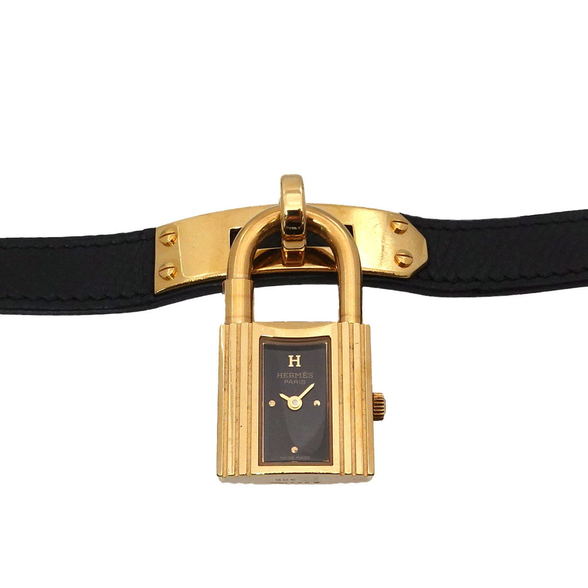 Gebrauchte Hermes Kelly Uhr Damen Schwarz Quarz Cadena 