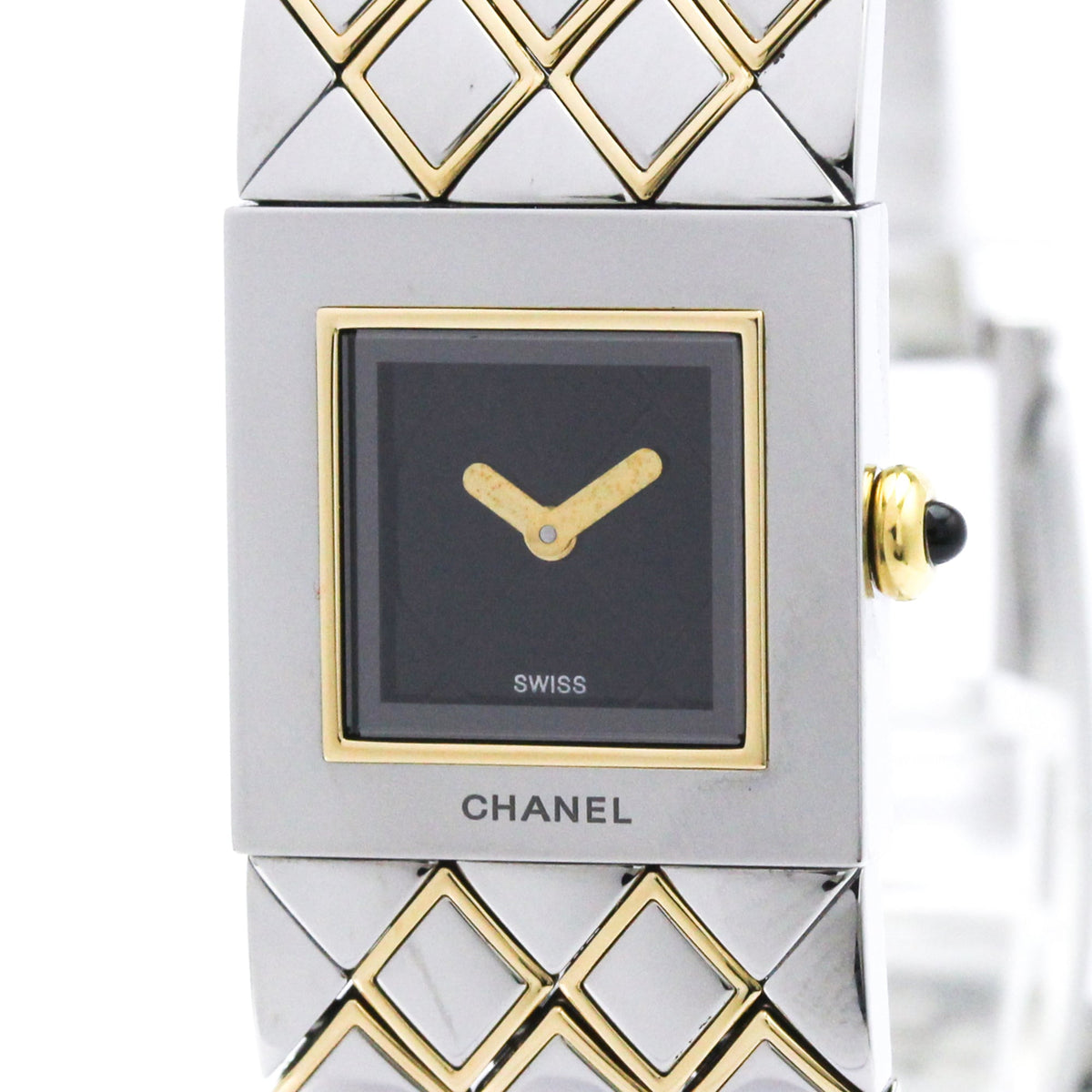 Pre-Owned CHANEL Matelasse 18K Gold Steel Quartz Ladies Watch H0475 Polished