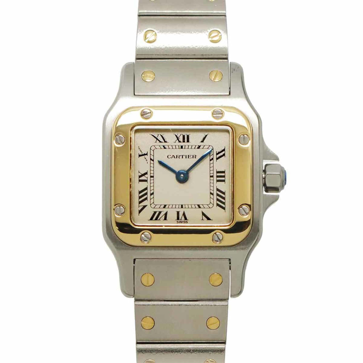 Pre-Owned Cartier Santos Galbee SM W20012C4 Two-Tone Ladies' Watch, Ivory & 18K Yellow Gold, Quartz Watch