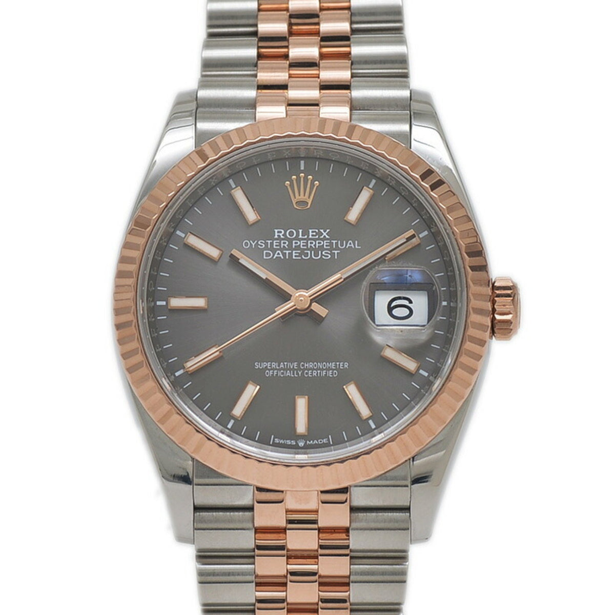 Gebrauchte Rolex Datejust 36 Uhr, graues Zifferblatt, RG SS 126231, zufällige Seriennummer, Herren 