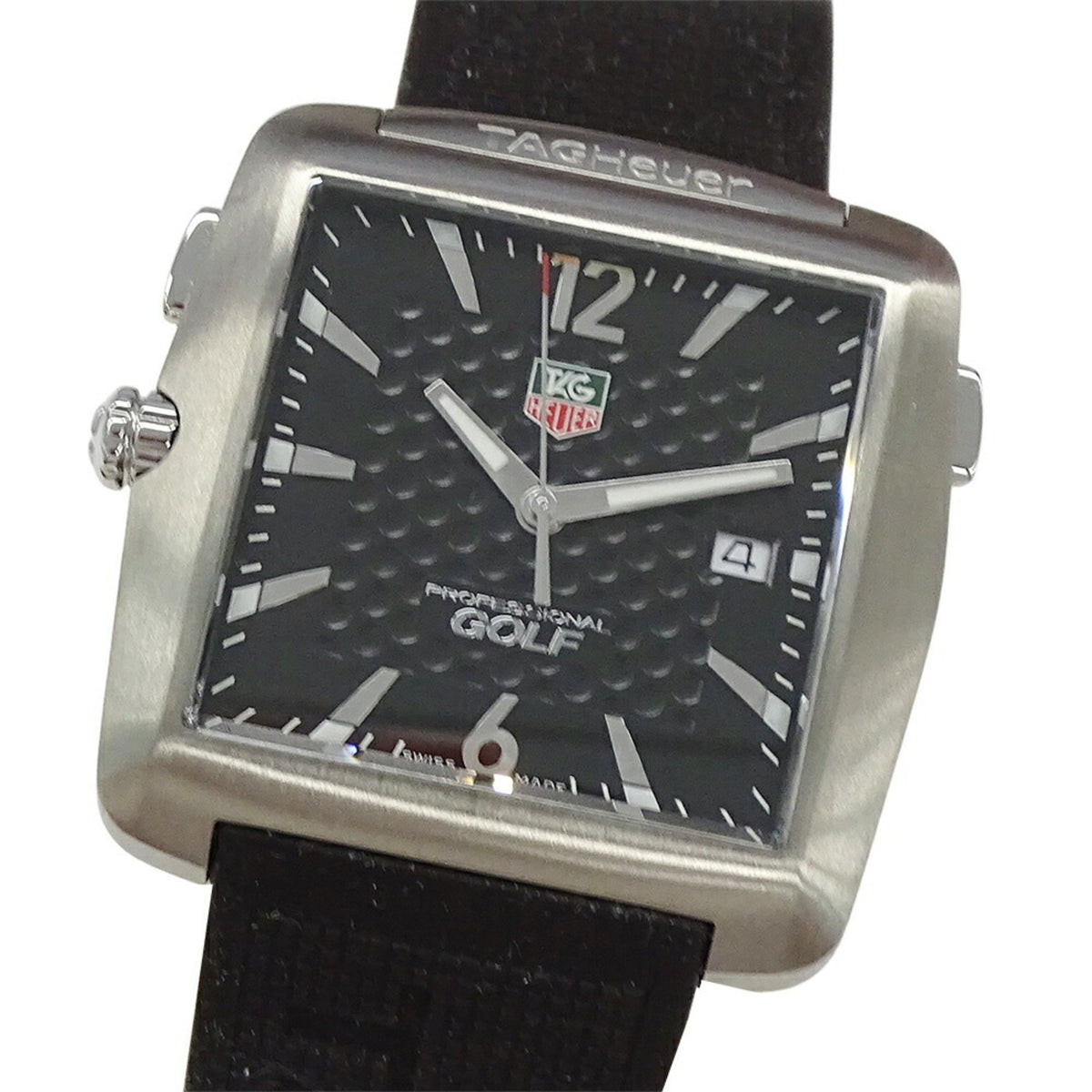 Pre-Owned TAG Heuer Professional Golf Watch WAE1111 FT6004 Men's Tiger Woods Design Quartz Movement with Date Display, Stainless Steel and Rubber Case, Polished