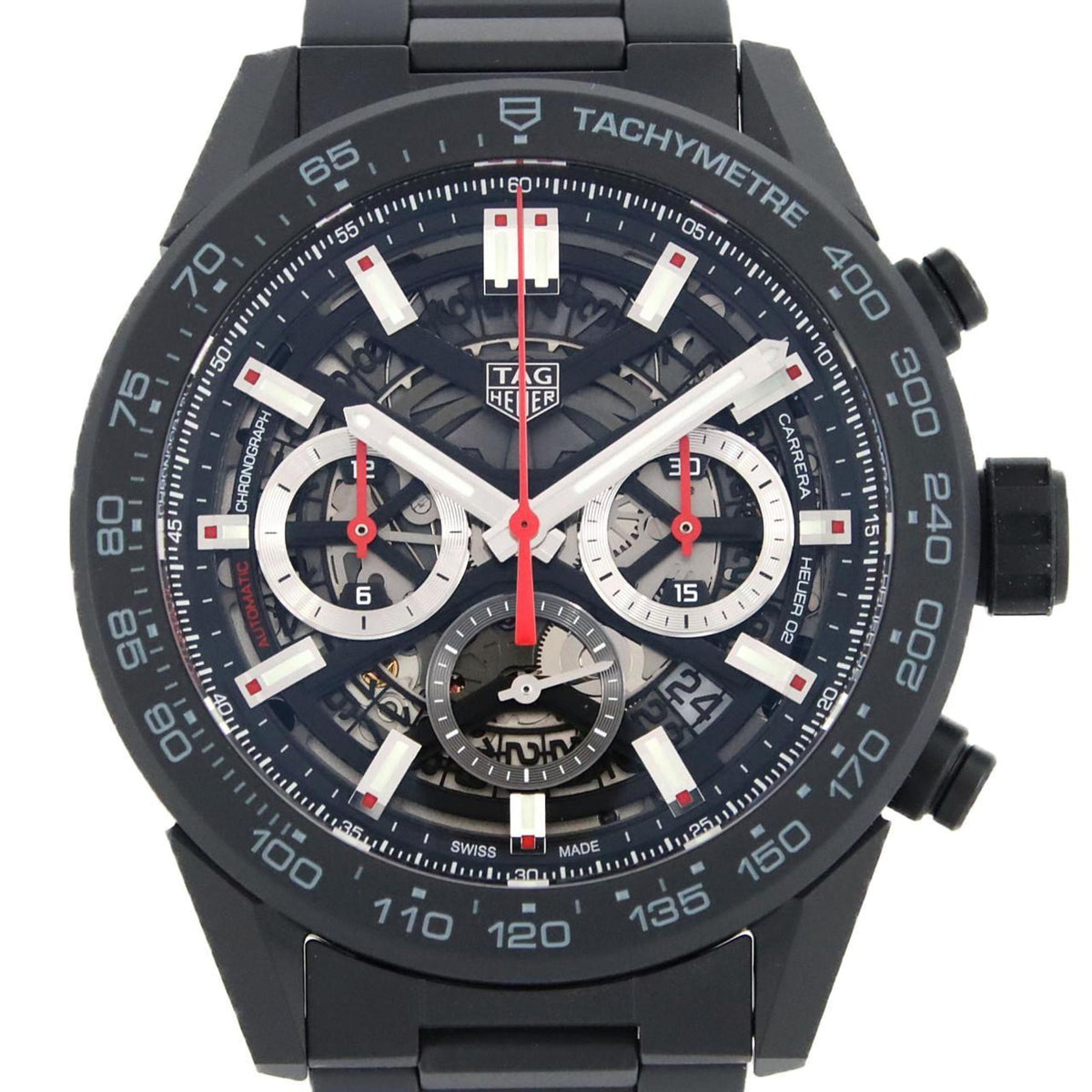 Gebrauchte TAG Heuer Carrera Calibre 02 Chronograph CBG2A90.BH0653 Keramik Armbanduhr Automatik 