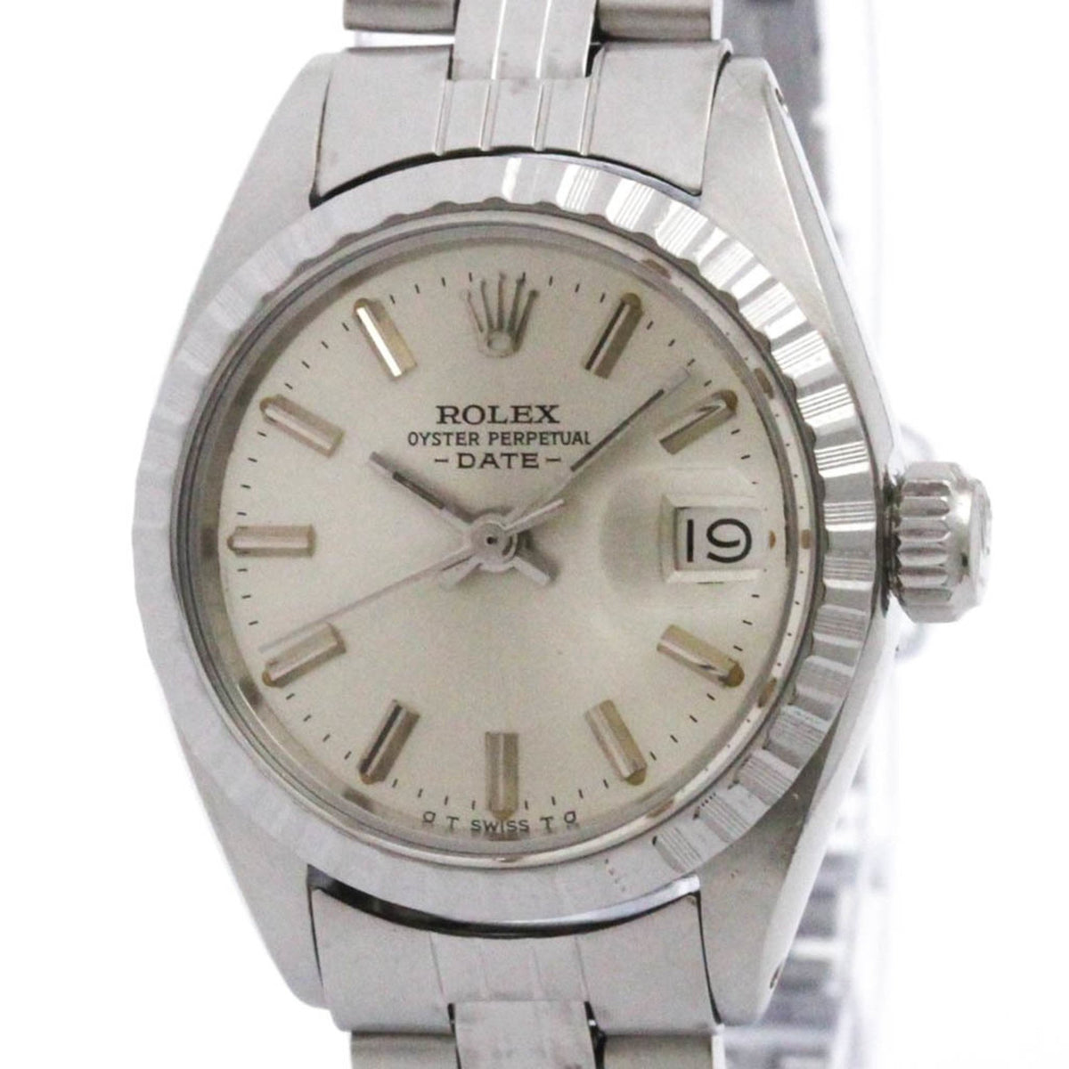 Pre-Owned ROLEX Oyster Perpetual Date 6924 Steel Steel Ladies Watch Vintage