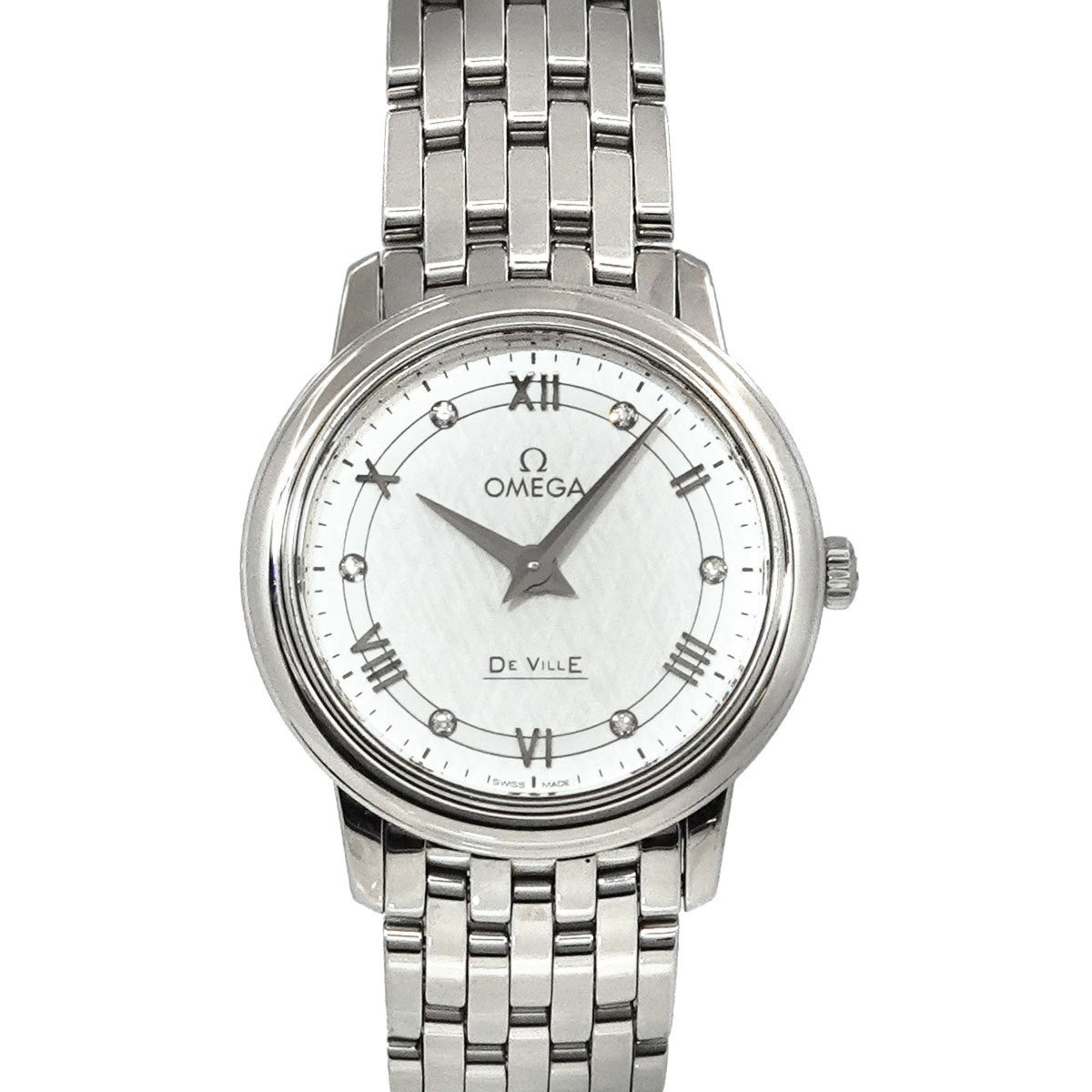 Gebrauchte OMEGA De Ville Prestige 424 10 27 60 52 002 Damenuhr 6P Diamant Silber Quarz 
