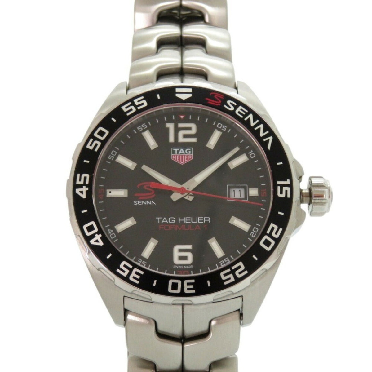 Pre-Owned TAG Heuer Formula 1 Ayrton Senna Edition WAZ1012 Stainless Steel Black Quartz Watch with Dial 1732