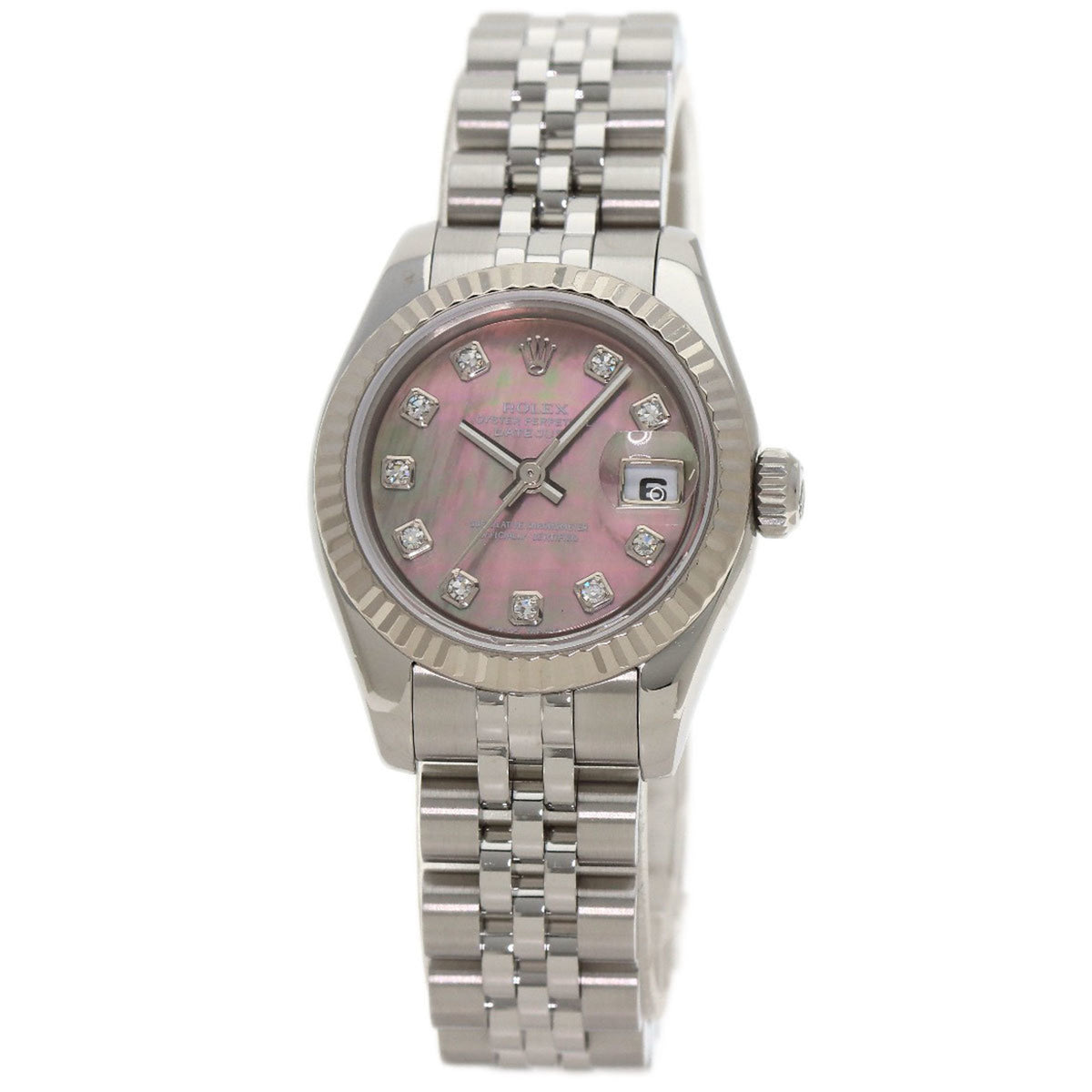 Gebrauchte Rolex 179174NG Datejust 10P Diamant Uhr Edelstahl SS K18WG Damen ROLEX 