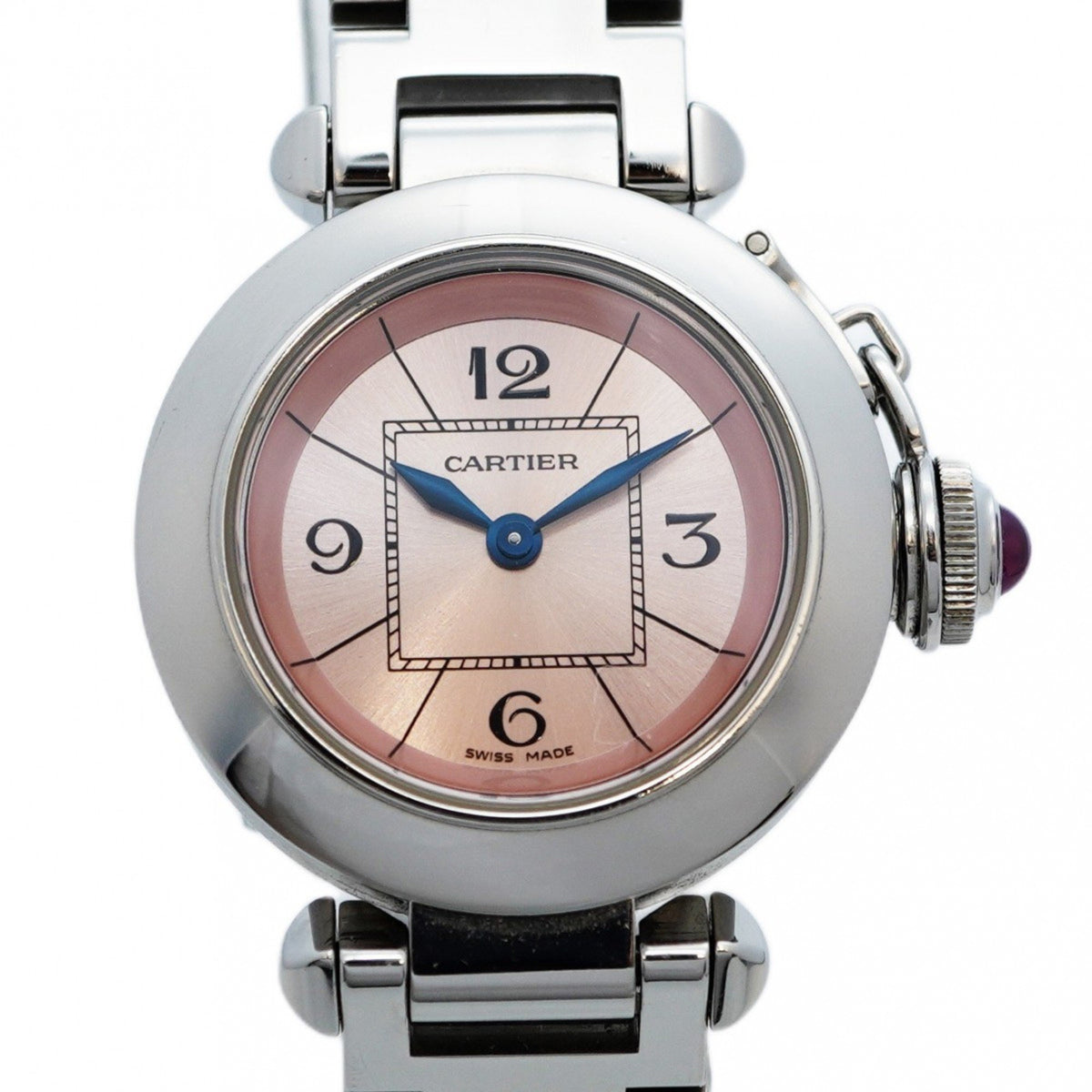 Gebrauchte Cartier Miss Pasha 2973 Damenuhr mit rosa Zifferblatt 