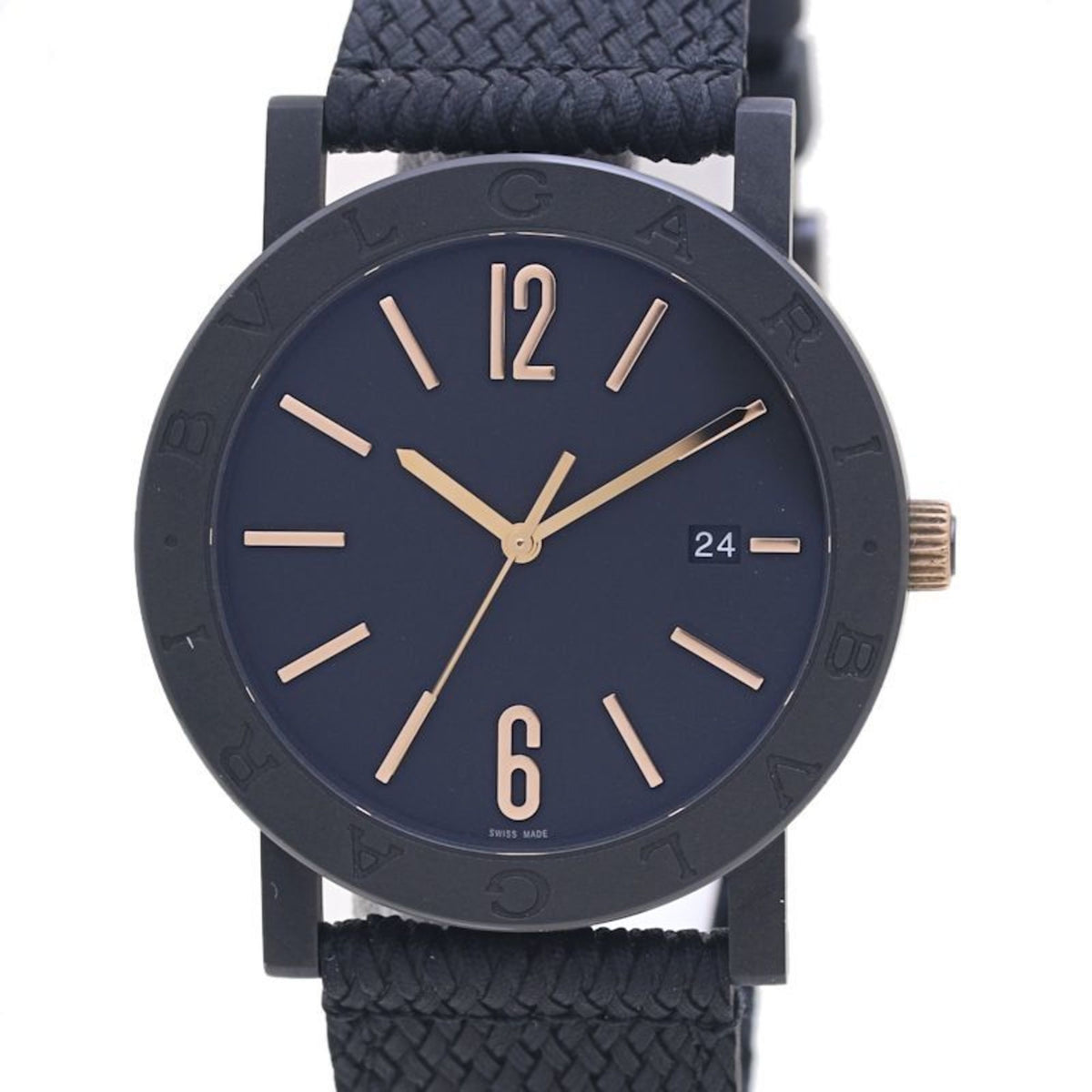Gebrauchte BVLGARI Solotempo Uhr 102929 BB41S Edelstahl x Gummi Herren 40001 Armbanduhr 