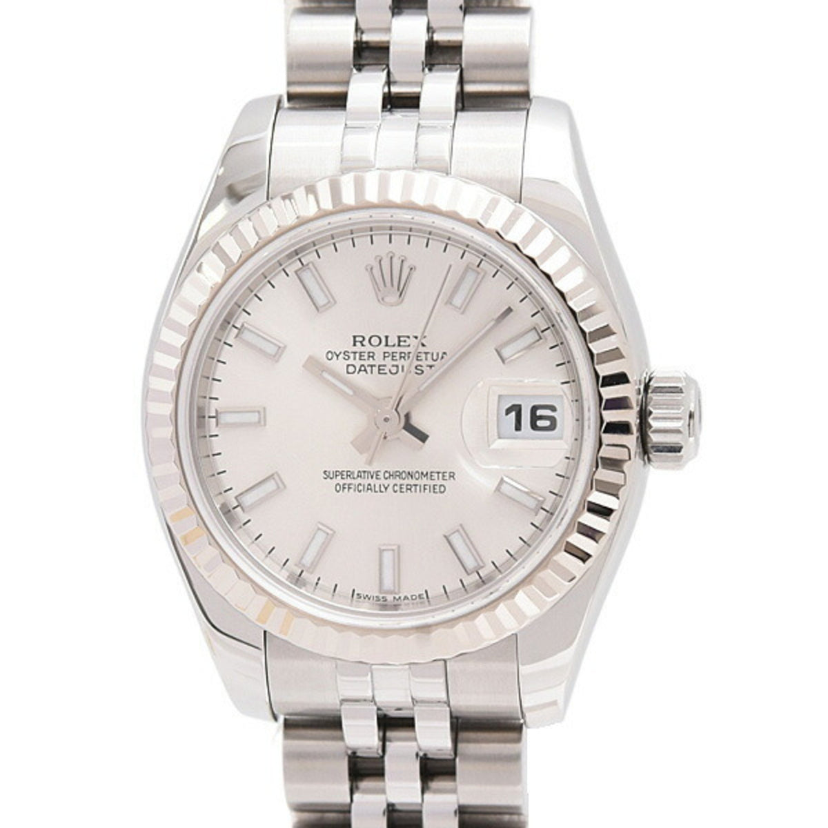 Gebrauchte Rolex-Uhr für Damen, Datejust, Automatik, D-Serie, silbernes Zifferblatt, SS x WG ROLEX 179174 