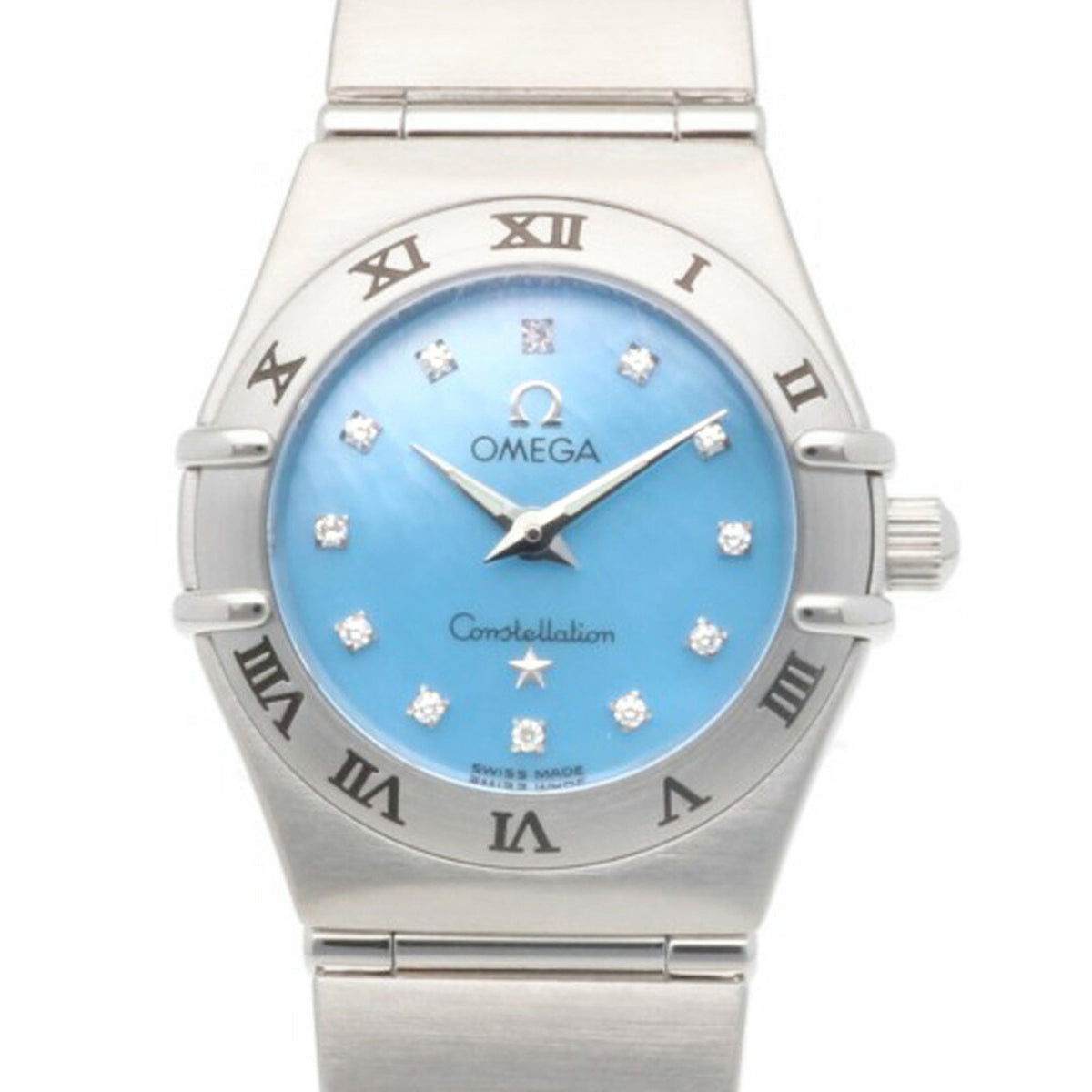 Pre-Owned Omega Constellation Mini Watch, Stainless Steel, 15628500, Quartz, Women's, Blue Shell Dial, 12 Diamonds